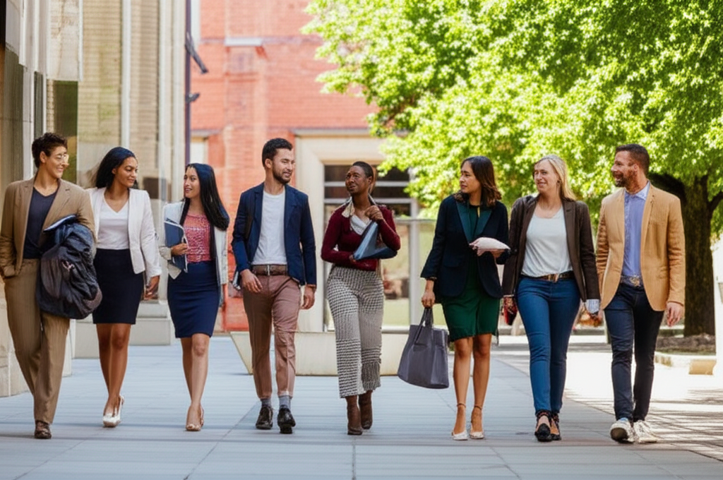 MBA students on campus